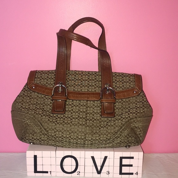 Coach Soho Brown Signature Flap Jacquard Leather Satchel F12312 - Picture 3 of 14